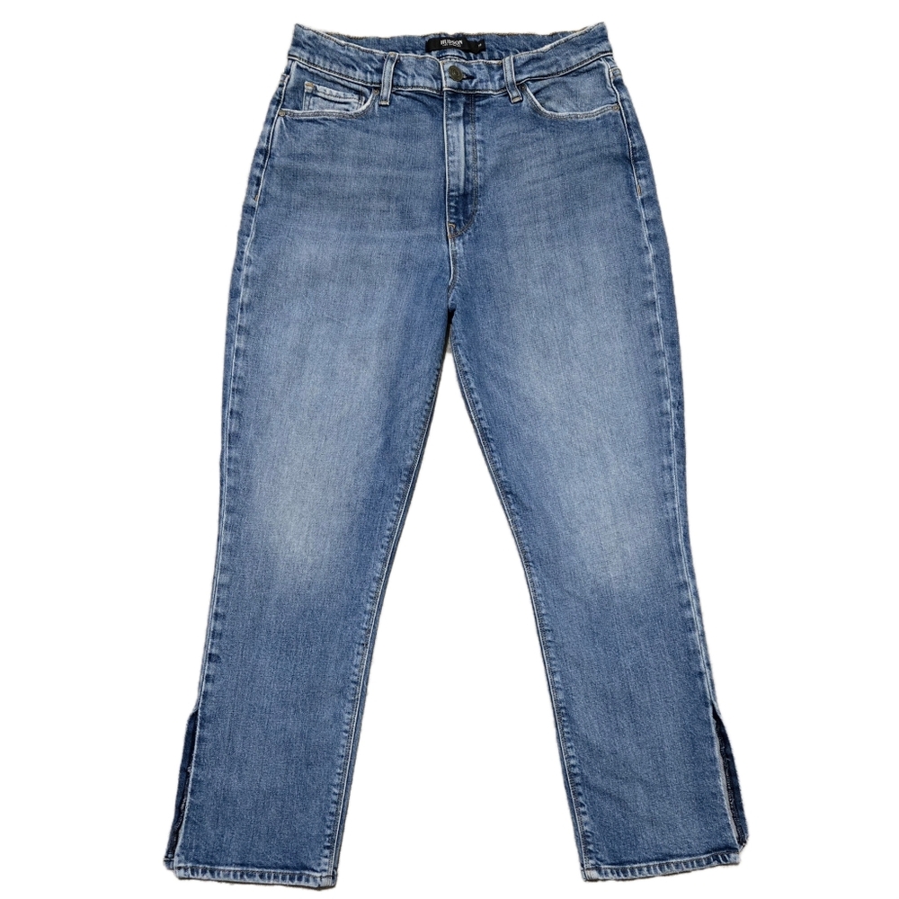 HUDSON Holly Straight Cropped Jeans High Waist Side Ankle Slit Size 30